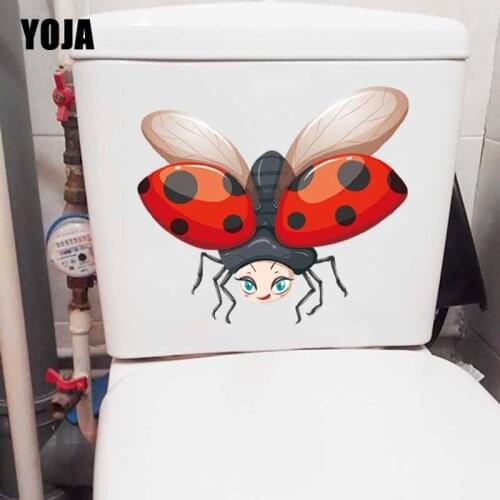 YOJA 22.8X20.2CM Funny Cartoon Toilet Wall Sticker Decal Star Ladybug Living Room Home Decor T5-1032