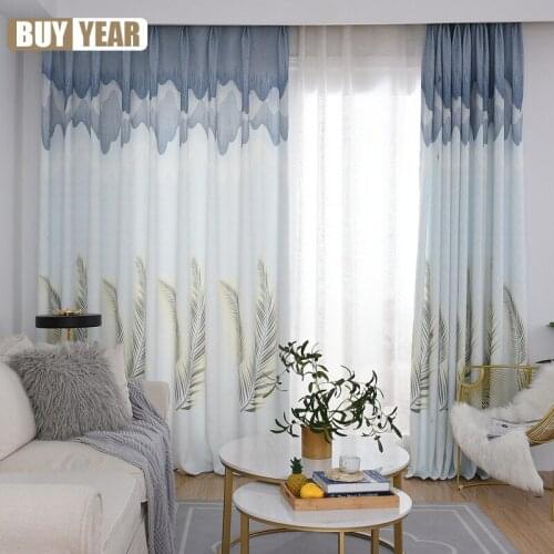 Factory Sales of New Chinese Landscape Printing Curtains for Living Room Bedroom Finished Wholesale Custom Landscape Curtains