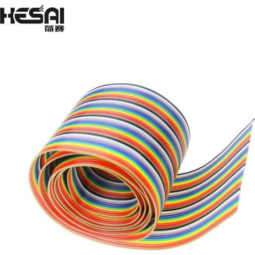 1.27mm Spacing Pitch 20 WAY 20 pin Flat Color Rainbow Ribbon Cable Wire Stranded Conductor For PCB DIY 1 Meter/Lot