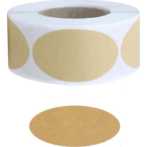100pcs/roll Oval DIY Blank Kraft Paper Labels Handmade Baking Stickers Adhesive Seal Labels Gift Tags Decor for Jam Jars