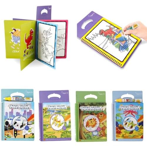 4 Colors Magic Water Drawing Book Coloring Book Doodle with Magic Pen Painting Board Juguetes For Children Education Drawing Toy