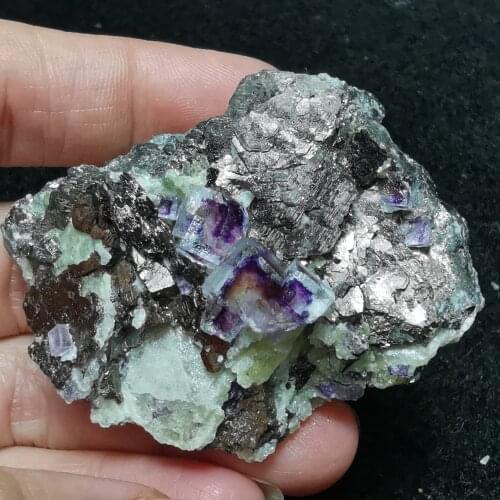 68.8gNatural purple fluorite and pyrite teaching mineral specimen healing energy QUARTZ GEM home decoration collection ornaments