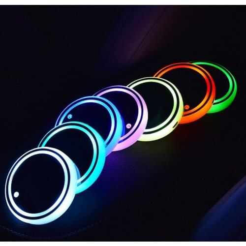 Car LED Light Cup Holder Automotive Interior USB Colorful Atmosphere Lights Lamp Drink Holder Anti-Slip Mat Coaster