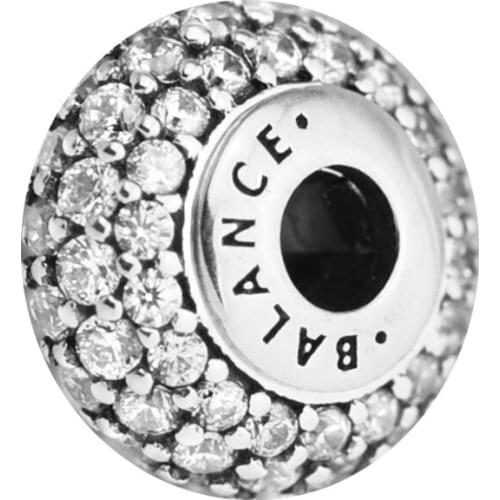 Balance Charms Bead Pave CZ Stones Fit For essence Charm Bracelets 100% 925 Sterling Silver Jewelry for Woman DIY Silver 925