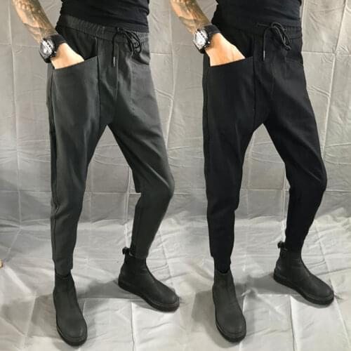 Black Samurai pants mens social spirit group toned nine-point pants trend slimming pants mens slimming casual pants