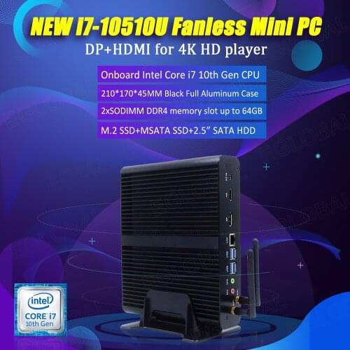 EGLOBAL 10th CPU V7 Gaming computer DDR4 64GB RAM MAX Core I7 10510U fanless mini pc