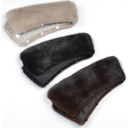 JKP Winter Real Mink Fur Collar Men Leather Jackets Lapel Winter Warm Natural Mink Fur Scarf Fashion Coat Accessory High Quality