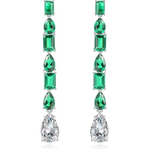 Real 925 Sterling Silver Water Drop Emerald Pendant Necklace For Women Romantic Wedding Engagement Fine Jewelry Wholesale Gifts