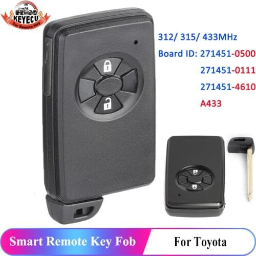 KEYECU 271451-0500 / 0111 / 4610 Smart Remote Car Key Fob 2 Button for Toyota Corolla Auris RAV4 Vanguard Premio Blade