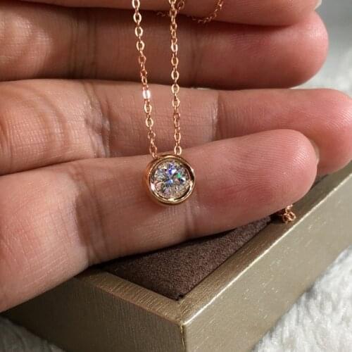 Princess Cut Round CrystalNecklace Pendant Bride Wedding Charm White Cubic Zircon Necklace Women Jewelry Gifts