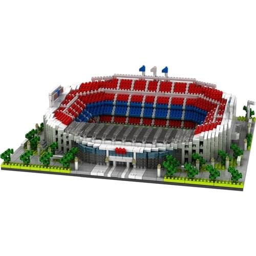 Camp Nou Soccer Field Diamond Mini Building Block World Famous Architecture 3D Model Children Collection Toys with 3500pcs