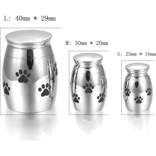 Pet Mini Urn 316L Stainless Steel Small Keepsake Cremation Urns with Paw Print Engraved Memorial Urn for Pet Ashes