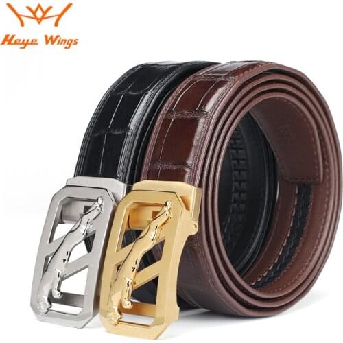Crocodile leather belt mens business luxury automatic buckle belt quality firm stitching