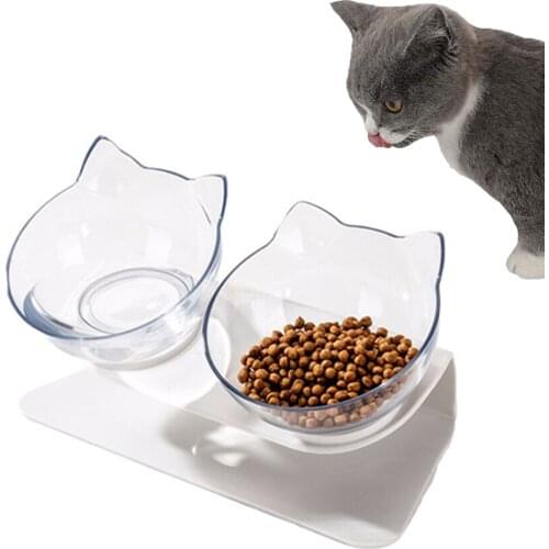 Non-Slip Double Cat Feeder Water Bowl Dog Bowls with Stand Pet Food Bowl with Protection Cervical Dog Food Bowls Pet Supplies