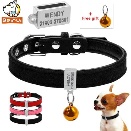 Personalized Dog ID Collar Padded Adjustable Collars Customized Pet Information with Free Bell For Small Medium Dogs XXS