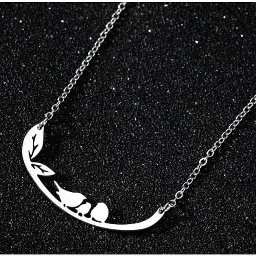 Oly2u Bird pendant moon type jewelry Surf pendant stainless steel necklace party necklaces sports meet souvenir long necklace
