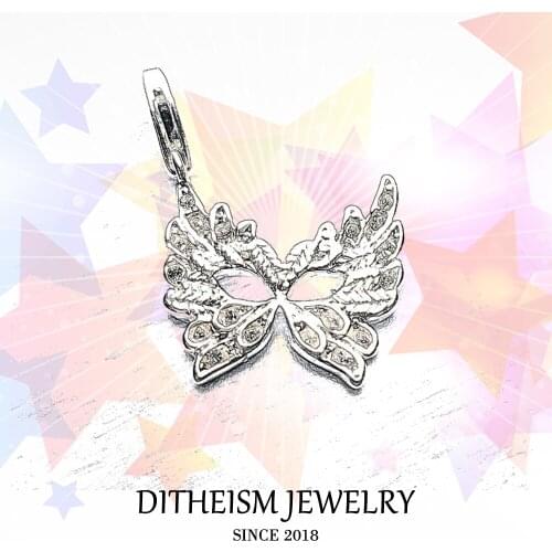 Feathers Mask Charms Pendant,2018 Fashion Jewelry 925 Sterling Silver Trendy Gift For Women Girls Fit Bracelet Necklace Bag