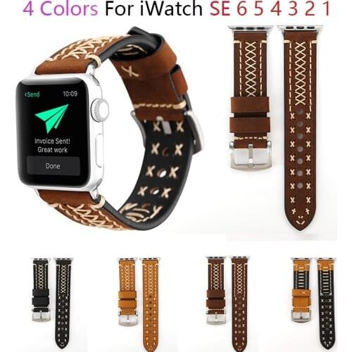 Cross line Leather Strap For Apple Watch Band 44/42/40/38mm Watchband Sports Belt Bracelet for iWatch Bands Series 6 SE 5 4 3 2