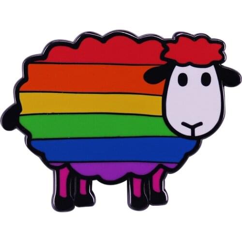 Rainbow Sheep Brooch LGBTQ Pride Badge funny animal Enamel Pin Gift