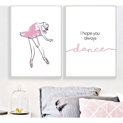 Nordic Cartoon Ballet Girl Art Canvas Painting Poster Print Wall Print Home Decor Dance Room Picture Wall For Living Room YX185