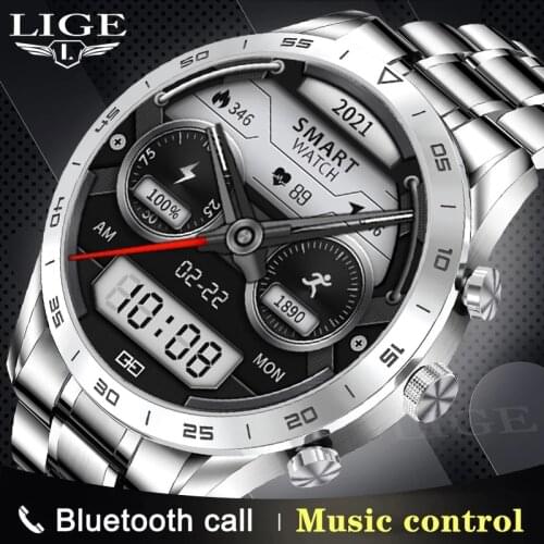 LIGE New Smart Watch Men Heart Rate Blood Pressure Smart Clock Health Sport Fitness Tracker Dial Call Smartwatch For Android Ios
