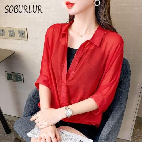 SOBURLUR Summer New Womens Blouses White Shirts Crop Top Woman Clothing Blousas Tunics Soild color Harajuku All-match LGirls