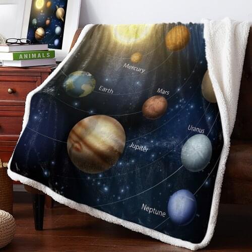 Solar System Nine Planets Orbit Cashmere Blanket Kid Girl Sofa Soft Plush Bedspreads Quilt Drop Ship