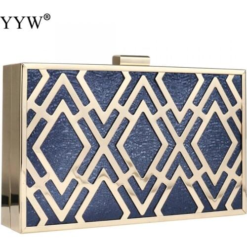 Geometric Box Bag With Chain Evening Party Clutch And Purse Women 'S Shoulder Bags Blue Acrylic Hard-Surface Bolsas Feminina