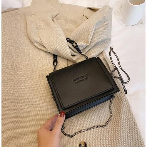 Fashion Solid Color Messenger Bag for Women PU Leather Chain Small Square Shoulder Pouch Ladies Totes Satchel Crossbody Handbag