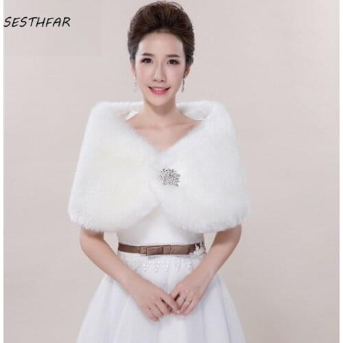 Bridal Capes Winter Wedding Jacket New Women Bolero Faux Fur Stoles High Quality Short Long Fur Bolero Coat PJ04