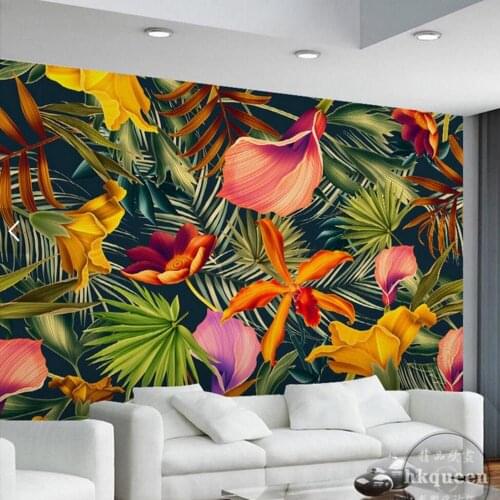 Tropical Wallpaper for Walls Photo Mural Wallpapers 3d papel de parede floral Wallpapers Home Decor Banana Leaves Murals Custom
