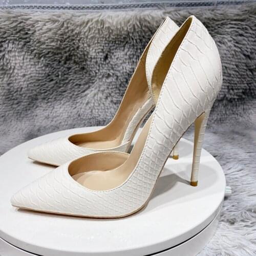 Pointed toe snake design plus size luxury women stiletto shoes sexy 12cm 10cm 8cm high heels party fashion pumps YG053 ROVICIYA