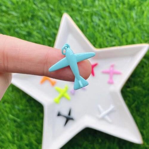20Pcs Jewelry Charms airplane shape pendant colorful enamel aircraft charms for necklaces making For Girl Party