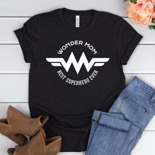 Wonder Mom Best Superhero Ever Funny T Shirts Women 100% Cotton Causal Mom Life Tops Summer Tumblr Fashion T Shirt Dropshipping
