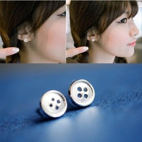 Vintage Button Stud Earrings For Women Silver Color Geometric Earrings Brinco Trendy Fashion Jewelry Gifts