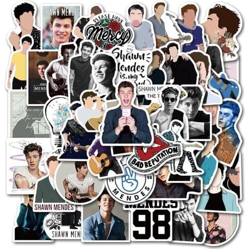 10/50pcs Singer Shawn Mendes Waterproof Pvc Sticker for Luggage Skateboard Phone on Laptop Moto Bicycle Wall Guitar Stickers