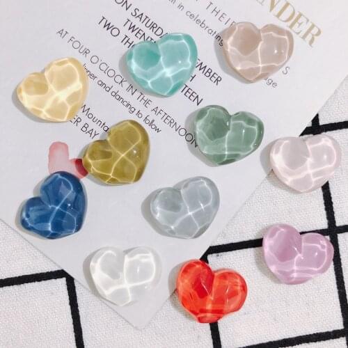 10 pieces / lot Non-porous water wave light pattern resin translucent irregular love heart earring earrings patch