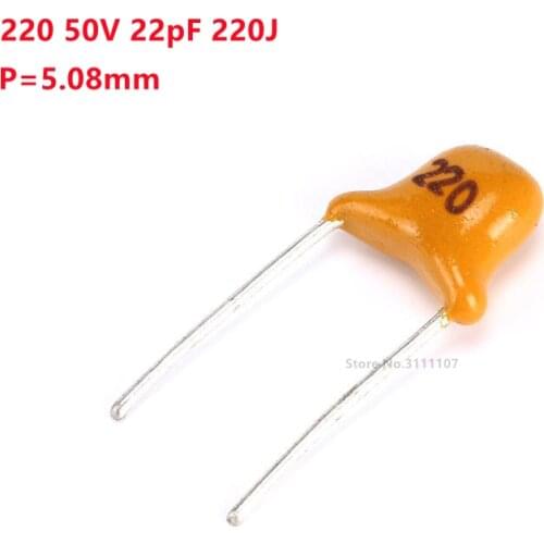 100pcs/lot Multilayer ceramic capacitor 220 50V 22pF 220J P=5.08mm