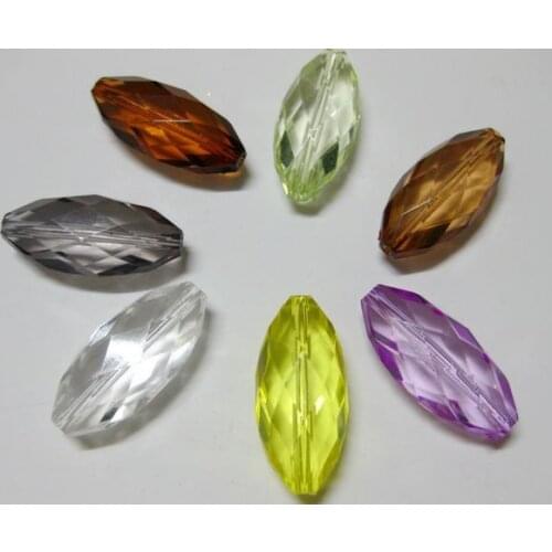 30 Mixed Colour Transparent Acrylic Faceted Flat Oval Tube Beads 30mm