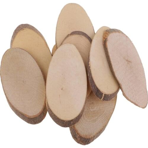 50pcs Oval Shapes Wood Log Slices Natural Tree Bark Decorative Embellishment