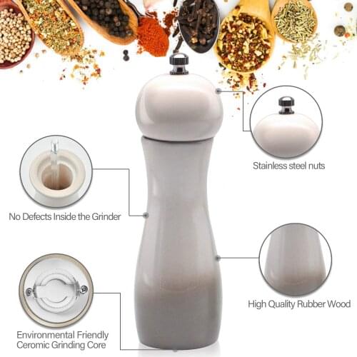6"Salt and Pepper Grinder With Ceramic Grinder Adjustable Coarseness, Elegant Pepper Shakers For Fresh Spices