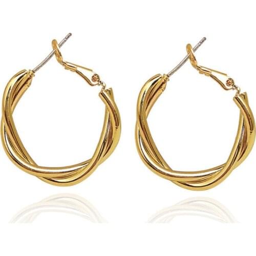 8 Pairs Spiral Big circle earrings fashion jewelry earrings Gold color plated fashion round earrings Wholesale jewelry