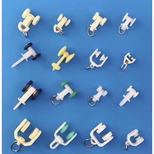 20pcs Curtain Track Accessories Pulley Assist Scroll Wheel Old Fashioned Straight Rail Curved Rail Slide Hook and Loop E11694