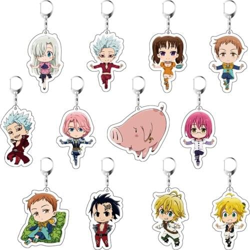 Anime The Seven deadly sins Meliodas Elizabeth Gowther Diane Cartoon Pendants keychain Figure Model Toys Key Ring Gift