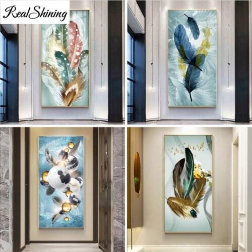 Large 5D DIY Diamond Painting Nordic Golden Feather Diamond Embroidery Full Diamond Mosaic Cross Stitch Abstract art F71016