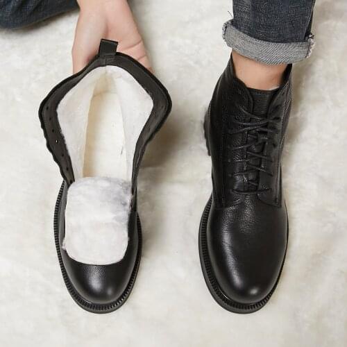 Martin boots mens winter suede warm cowhide boots mens leather boots thickened pure wool boots mens winter sho