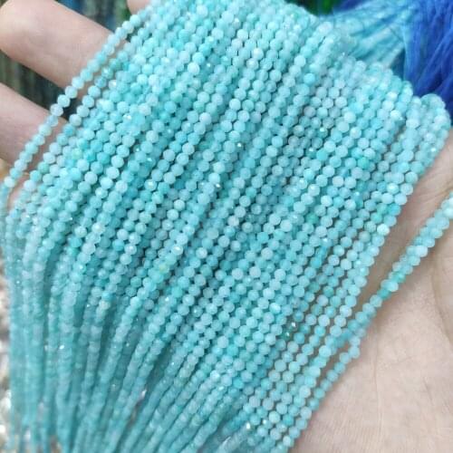 High Quality Natural 2mm 4mm Loose Spacer Faceted Amazonite 3A Minerals Stone Beads For Jewelry Making DIY Accessories 15inches
