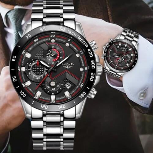 2020LIGE Fashion Mens Watches Top Brand Luxury Wrist Watch Quartz Clock Black Watch Men Waterproof Chronograph Relogio Masculino