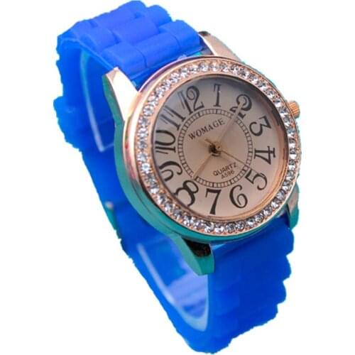 2018 top womage brand luxury diamond Watch 10 colors Jelly silicone rubber band quartz fashion lady crystal watch for women gift