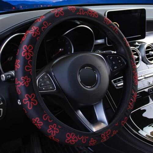 Car Steering Wheel Cover Flowers Print Anti-slip Car Styling Elastic 38cm Steering Covers Universal Interior Accessories